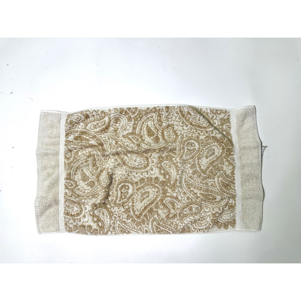 Vintage Royal Velvet by Fieldcrest Paisley Hand Towel Tan Cream Cotton USA Made